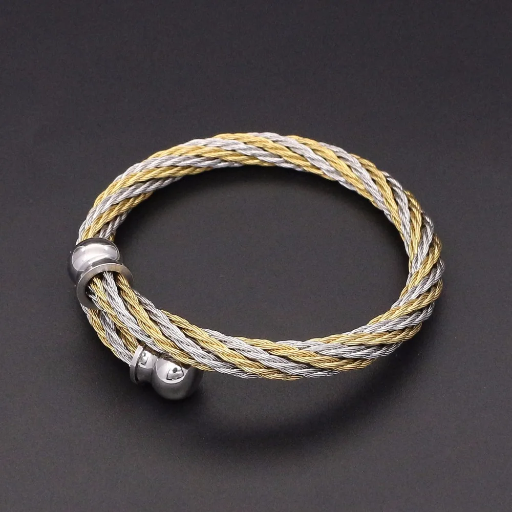 JSBAO для мужчин/для женщин модные украшения золото/Роза/серебро цвет нержавеющая сталь провода Твист дикий кабель браслет манжета для