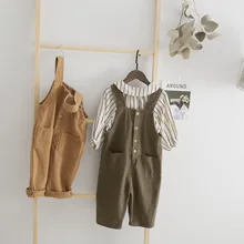 Коллекция года, Осенние комбинезоны для мальчиков и девочек корейская модная повседневная детская одежда