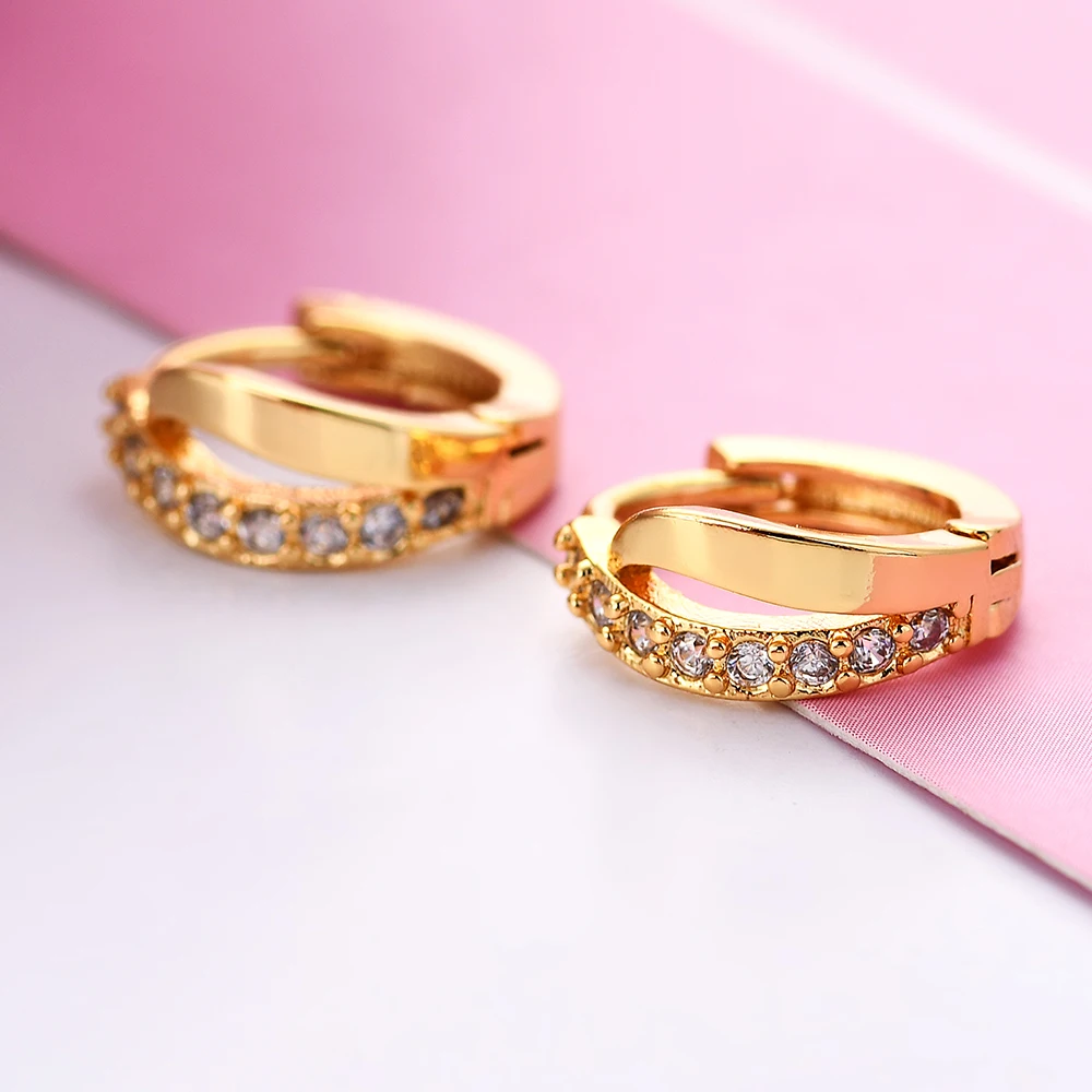 

Geometric Gold Color Cubic Zirconia Earrings For Women Female Women's Earrings 2018 Simple Hoop Earings Fashion Jewelry Gift