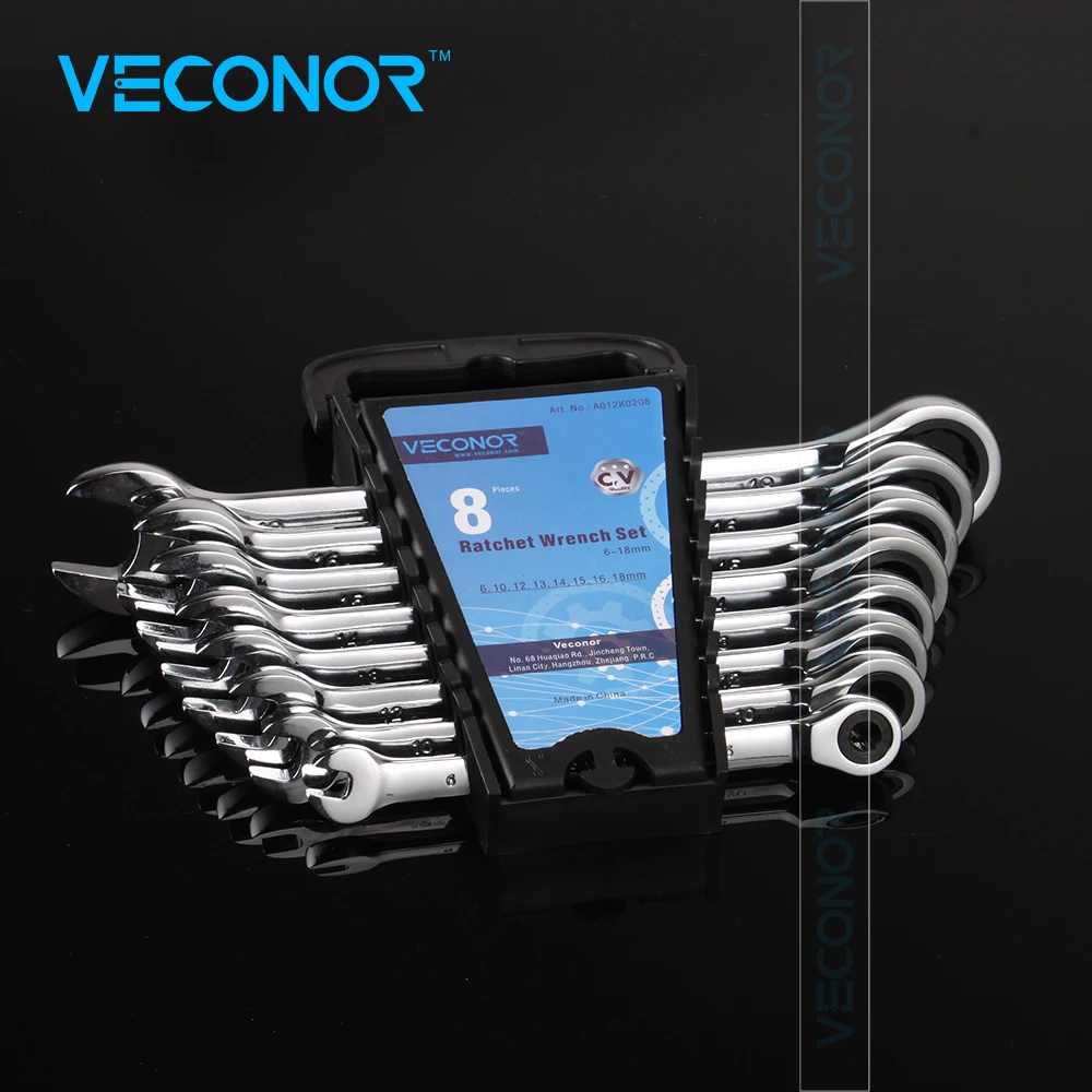 

6-18mm Ratchet Combination Wrench Set Full Polish CRV Steel A Set of Tools Multitools With Rack Packed