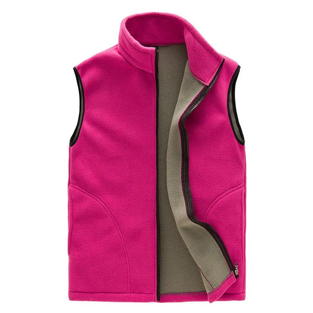 Мужской/женский весенний флисовый жилет, пальто для походов, альпинизма, треккинга, рыбалки, унисекс, куртки без рукавов - Цвет: rose red