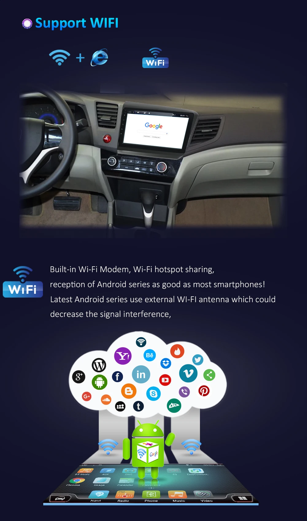 Sale Car Multimedia Player Android 9.0 Fit For Honda civic 2012-2015 2din car radio gps navigation Bluetooth OBD DAB 4G Wifi SWC Map 41