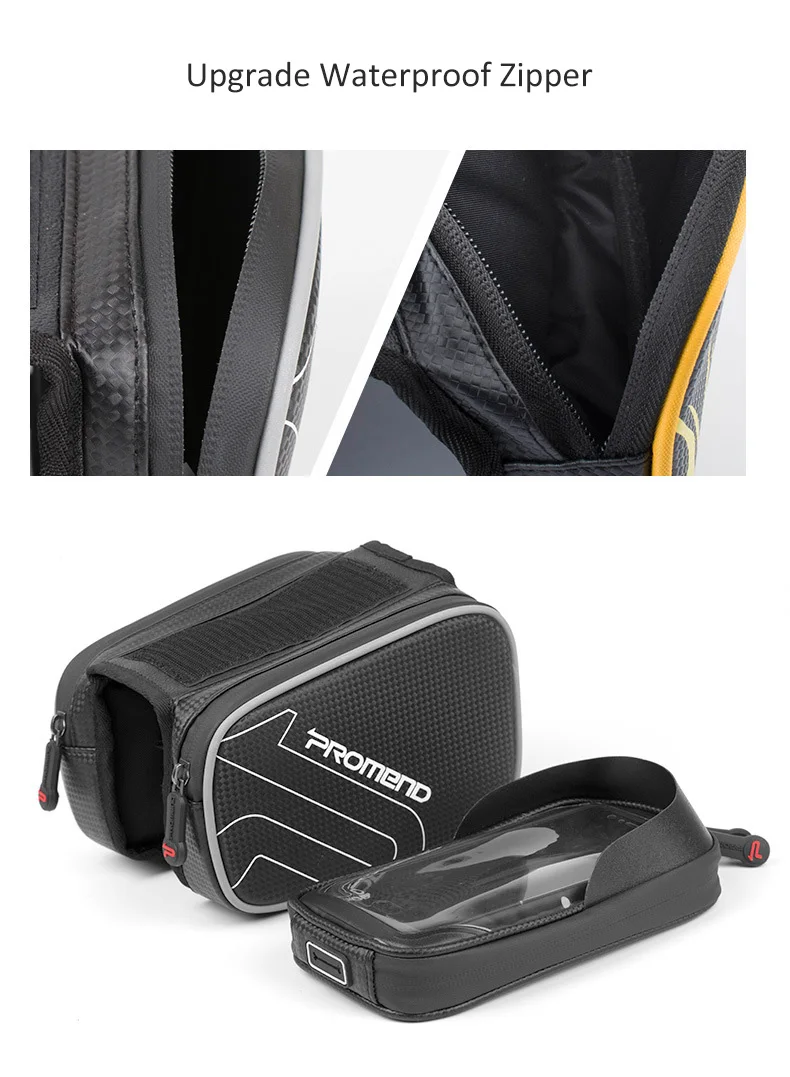 Flash Deal PROMEND Waterproof Cycling Bag Bicycle Mtb Tube Bag Bike Frame Pannier Cycling Bags Pouch Touchscreen 6.2 Inch Phone Holder Case 14