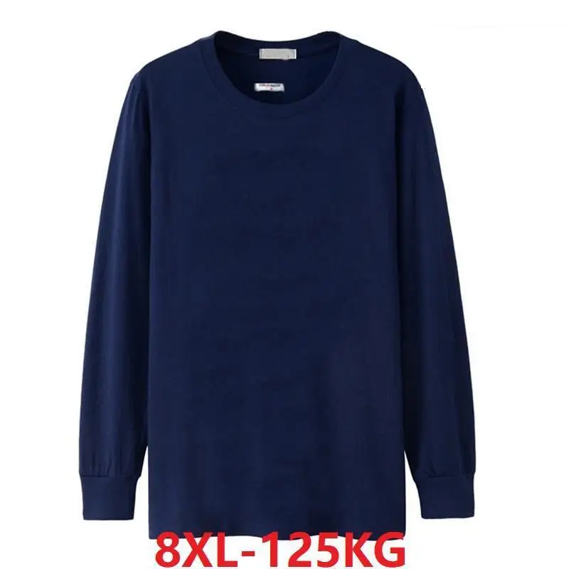 Зимняя мужская футболка 5XL 8XL с длинным рукавом дешево Большая распродажа осень XL Большой размер 7XL 6XL футболка хлопок домашняя черная футболка