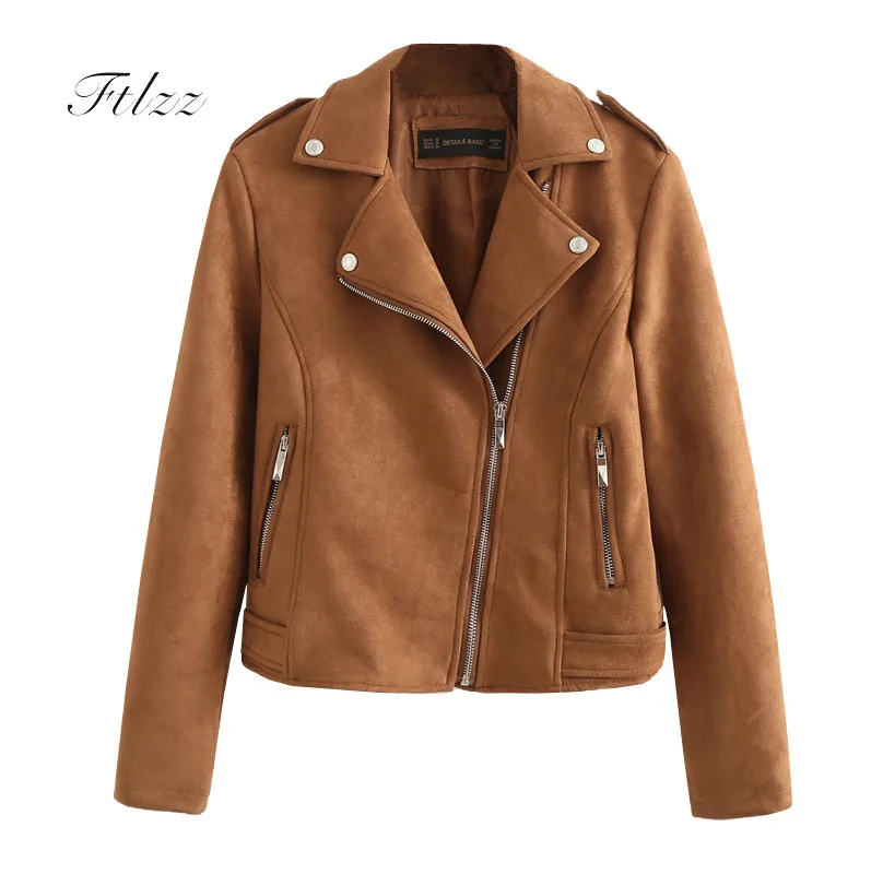 New Spring Autumn Suede Jacket Women Slim Short Black Bomber Jackets
