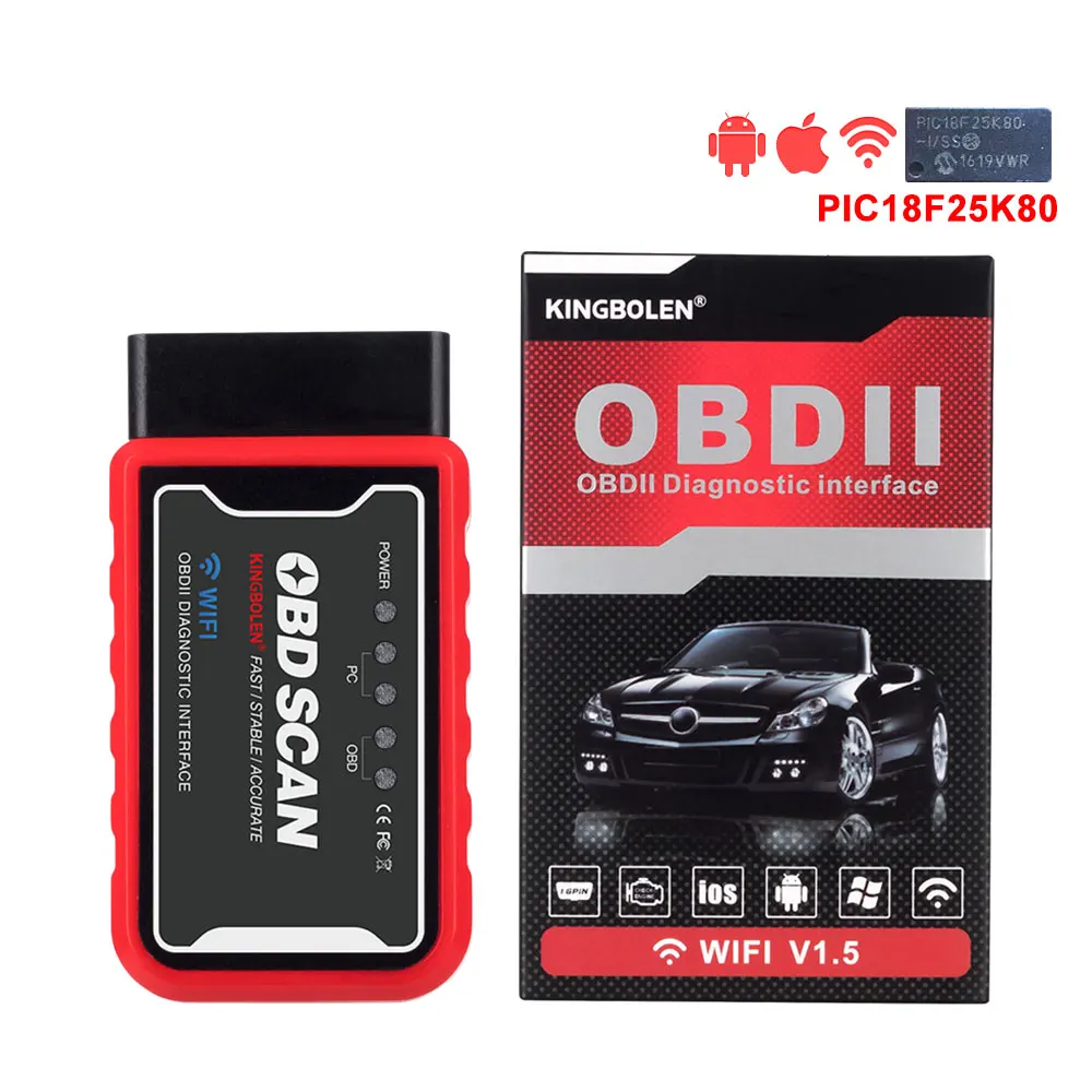 elm327 V1.5 Bluetooth/wifi OBD2 PIC18F25K80 чип-код считыватель ELM 327 OBDII V1.5 Диагностический Инструмент Дизель/бензин на Android/IOS