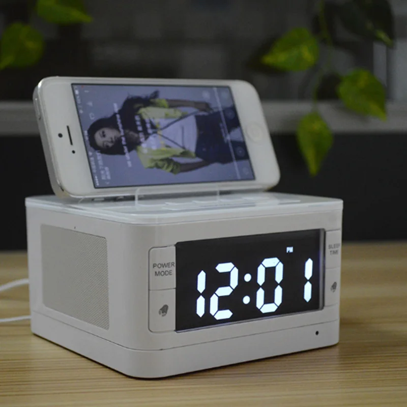 eaagd digital alarm clock with fm radio wireless bluetooth speaker