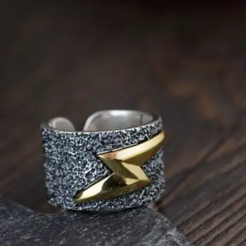 

FNJ 925 Silver Lightning Ring New Fashion Real S990 Sterling Thai Silver Rings for Men Women Jewelry Adjustable Size