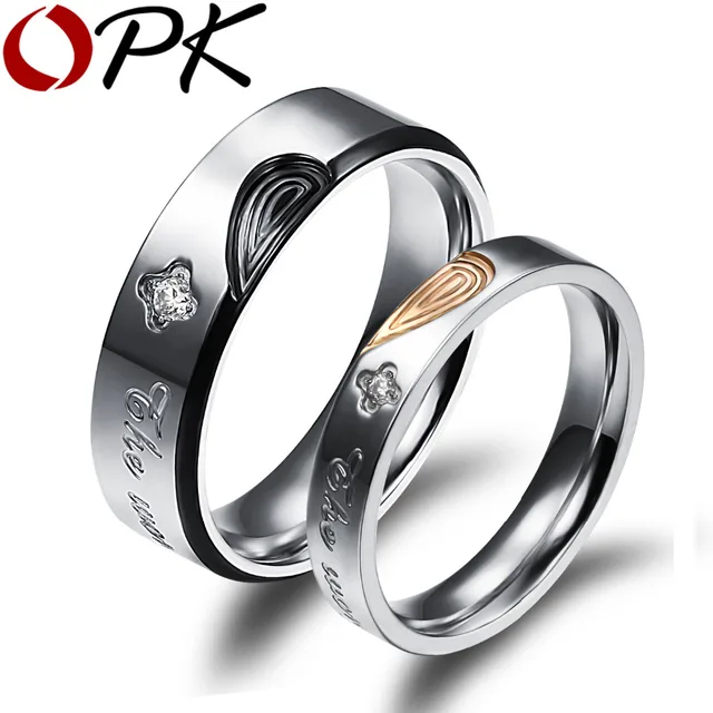 Opk His Hers Promise Wedding Rings Clical Black Gold Color Half Opk His Hers Promise Wedding Rings Clical Black Gold Color Half Heart Puzzle Full