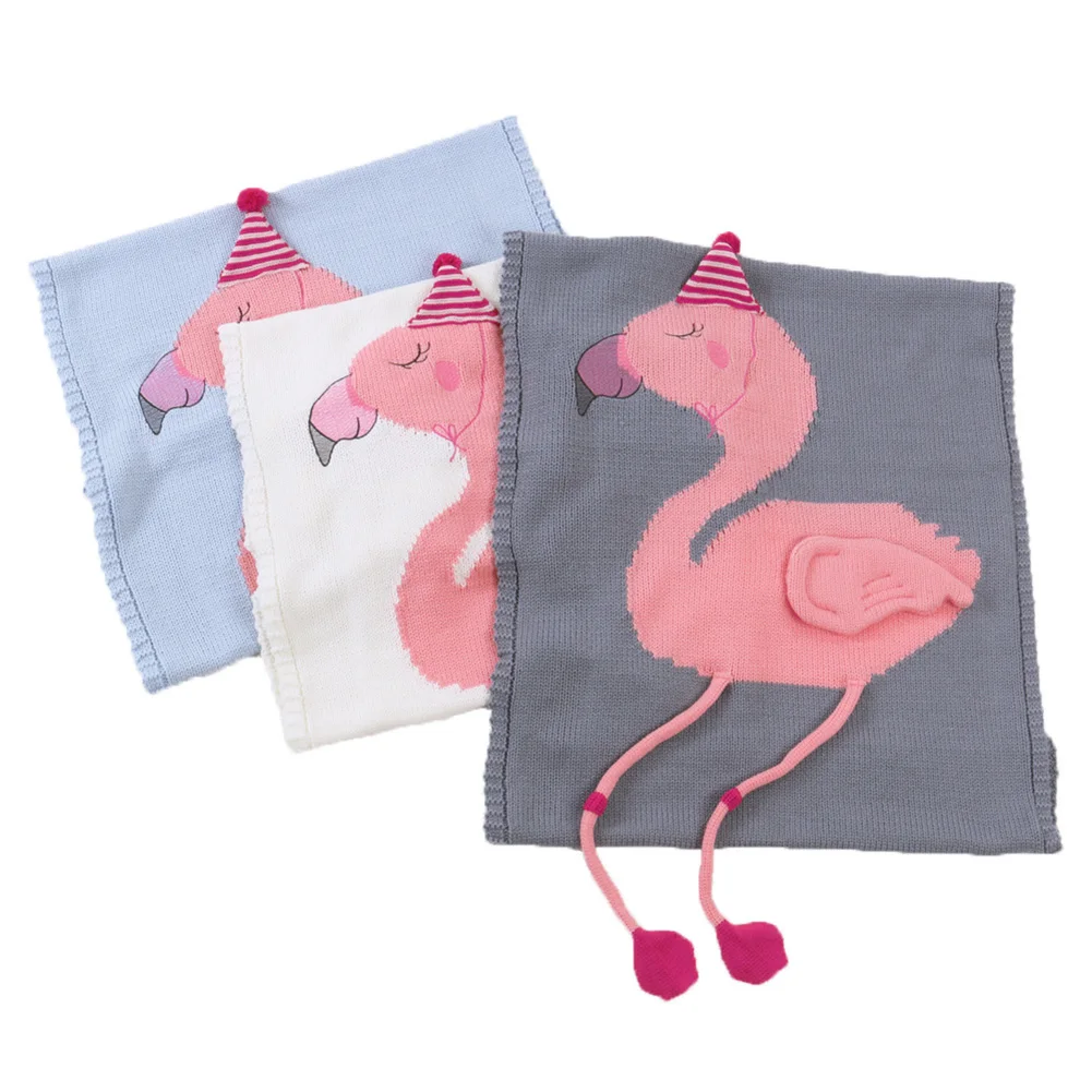 Детское милое вязаное одеяло фламинго, постельные принадлежности, одеяло для игр, кондиционер, одеяло для мальчиков и девочек, вязаное