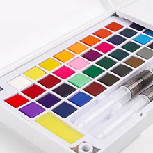 Pigmento contínuo portátil da aguarela da pintura para fontes da arte caixa ajustada da pintura da aguarela superior com escova de água