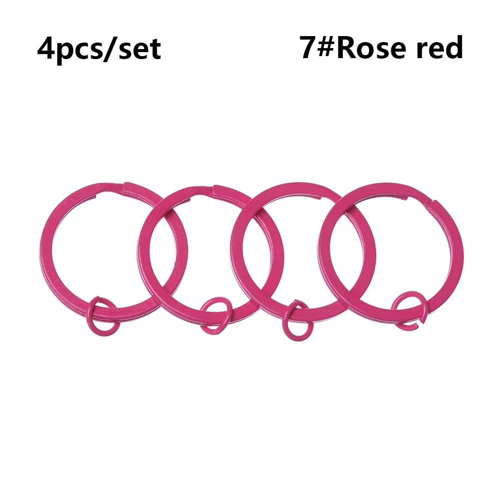 4 шт./компл. 30 мм металлический брелок для ключей Разделение кольца унисекс Карманный инструмент брелок EDC(для ежедневного использования) на открытом воздухе брелок для ключей пряжки круглый зажим брелок аксессуары - Цвет: rose red