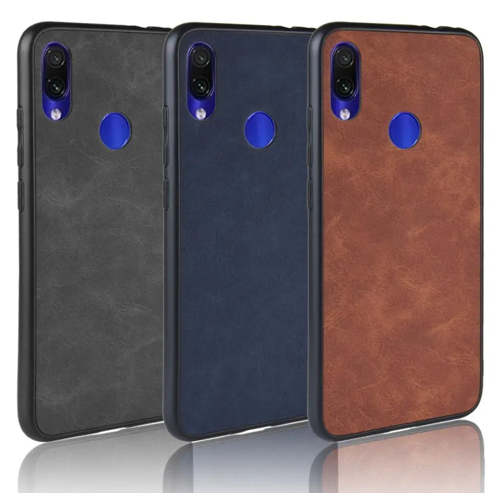 Для Xiaomi Redmi Note 7 Чехол винтажный Ретро Гибридный PC TPU PU твердый кожаный чехол для