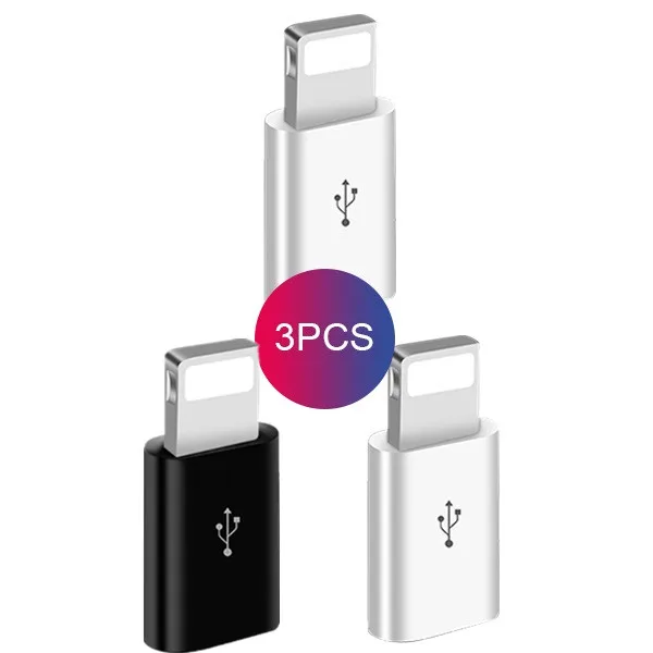 ACCEZZ 3 шт. USB OTG адаптер Micro USB Женский 8-контактный разъем для iPhone 6 7 X Plus XS XR Быстрая Зарядка разъем для передачи данных для samsung - Цвет: 3PC Mix Color