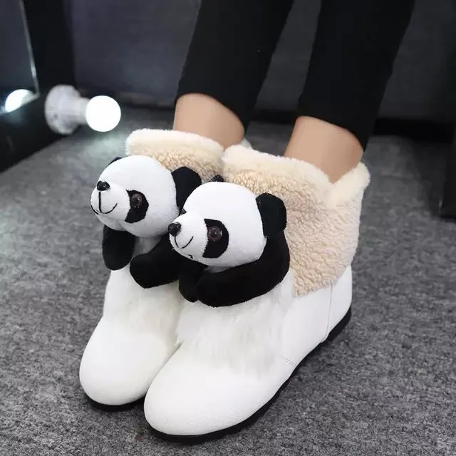

Fashion 2016 Spring Casual Shoes With Fur Women Trainers shoes Panda Platform Comfort Air walking Shoes size 35-40