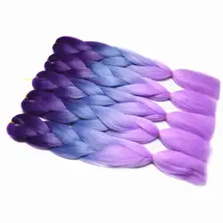 Feilimei Ombre jumbo Наращивание волос плетением 60 см 100 г химическое коричневый белый серый розового и фиолетового цветов синий вязанный косами