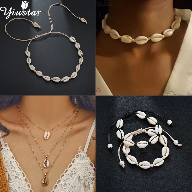 

Yiustar Hottest Natural Shell Jewelry Sea Shell Necklace for Women Girls Boho Style Summer Everyday Accessories Ocean Beach Gift