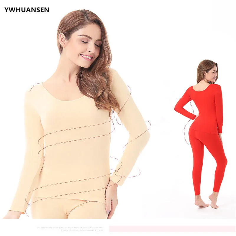 YWHUANSEN Womens Thermal 2 Pc Long John Underwear Set Top and Bottom Ultra Soft Smooth Knit Second Female Thermal Skin Clothes