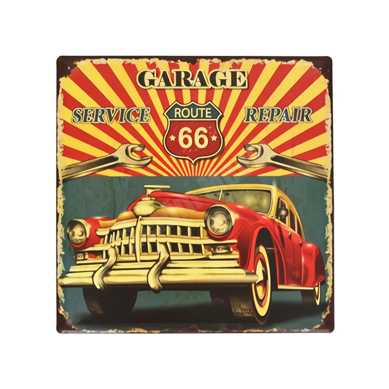 Route 66 винтажные металлические оловянные автомобильные декоративные тарелки