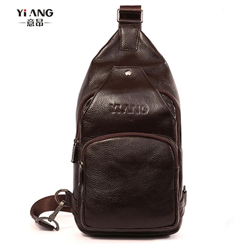 

New Vintage Men Genuine Leather Chest Bag Travel Shoulder Cross Body Messenger Sling Pack
