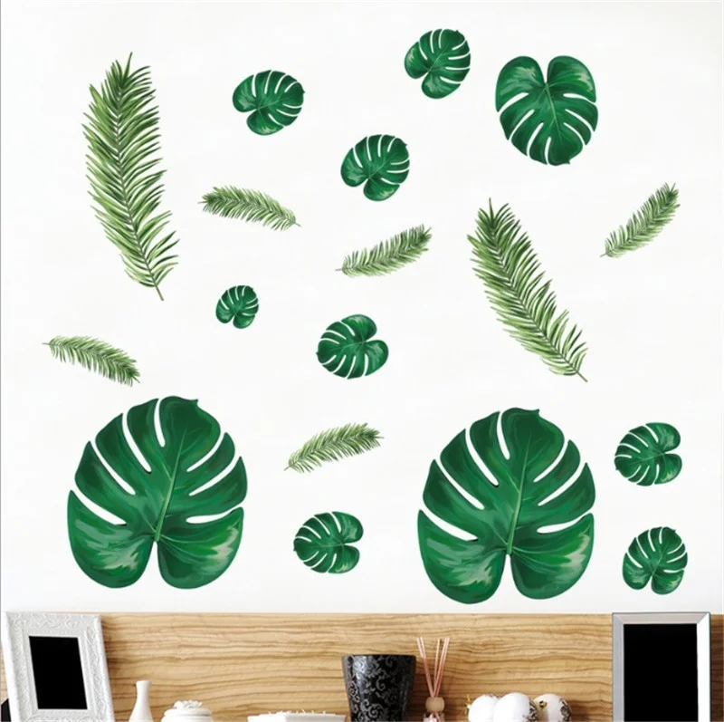 

1 Pc Palm Leaves Wall Stickers Muraux Green Leaf Watercolor Ferns Wall Decals Mural Art Vinyl Poster Home Decor