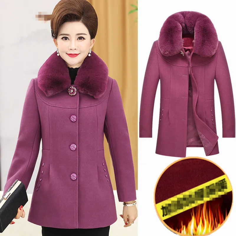 plus size 5XL fashion woolen Fur collar Winter jacket middle-aged women coats long-sleeved long wool coat women plus size 5XL fashion woolen Fur collar Winter jacket middle-aged women coats long-sleeved long wool coat women