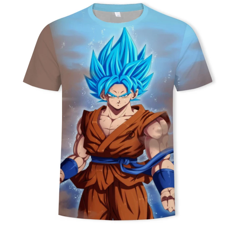 2019 Горячая Dragon Ball Instinct God Son Goku Super Saiyan 3D мужская футболка Летняя забавная с круглым