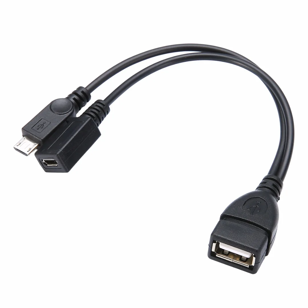 Высокое качество 1 в 2 OTG Хост мощность сплиттер Y USB кабель Jack к Mirco 5 Pin Мужской Женский кабель адаптер Черный