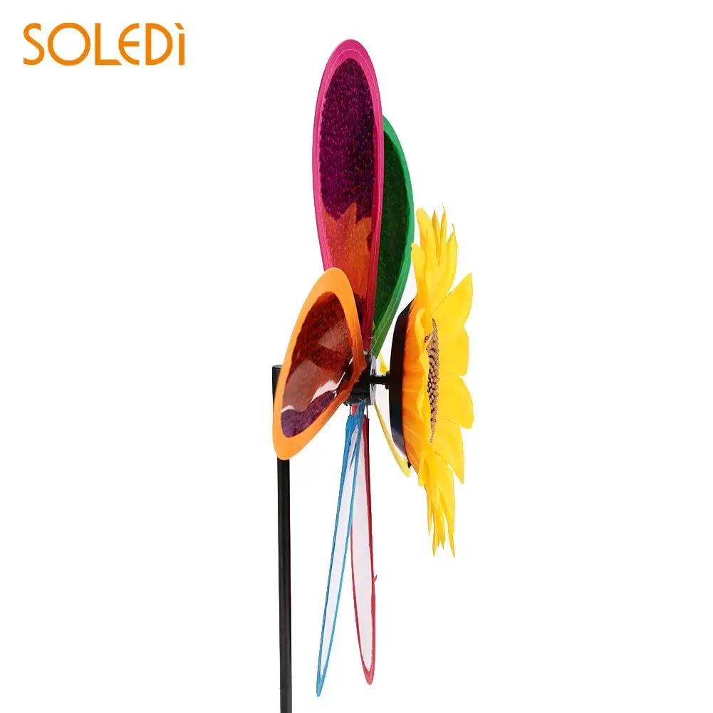 Ветряная мельница в виде подсолнечника Pinwheel Wind Spinner наружная вихревая 3D цвет случайный цвет