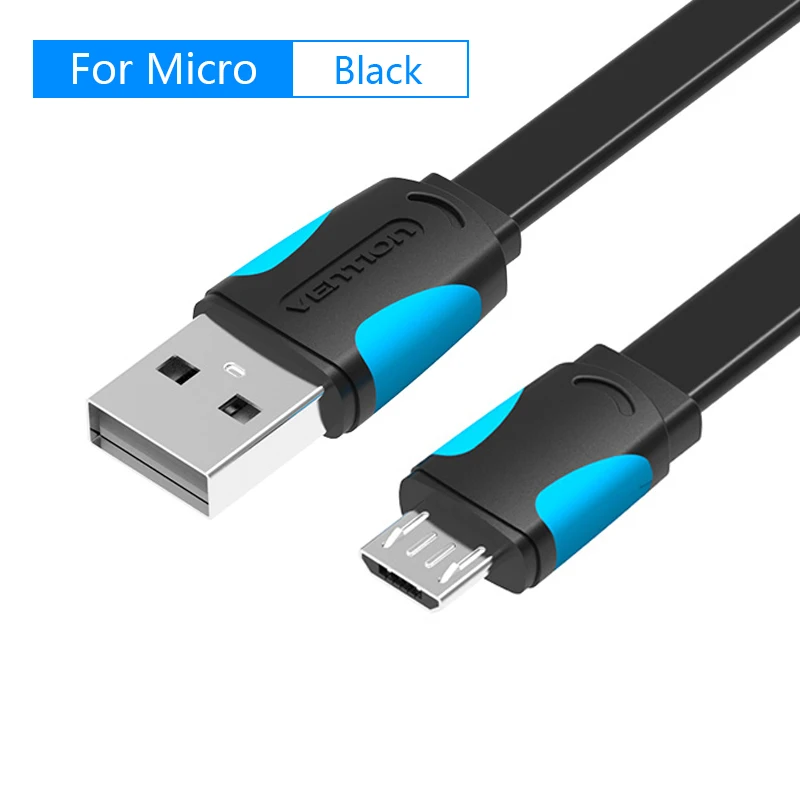 Vention Micro USB кабель для samsung usb кабель для зарядки супер скорость 1,5 м 1 м USB кабель для синхронизации данных для XIaomi huawei Android кабель - Цвет: Flat for Micro