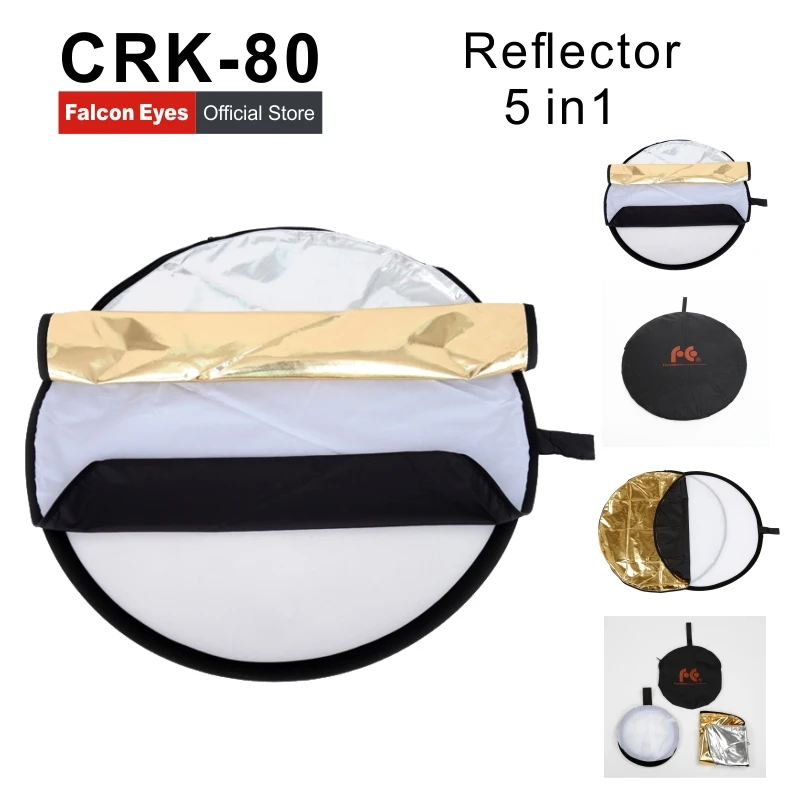 

Camera reflector CRK-80 5 in 1 Portable Collapsible Light Round Reflector Studio Photo Photography Accessories with Carrying Bag