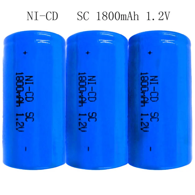 12 шт./лот Новый Sub C SC 1 2 V 1800mAh Ni Cd аккумуляторные батареи электрические