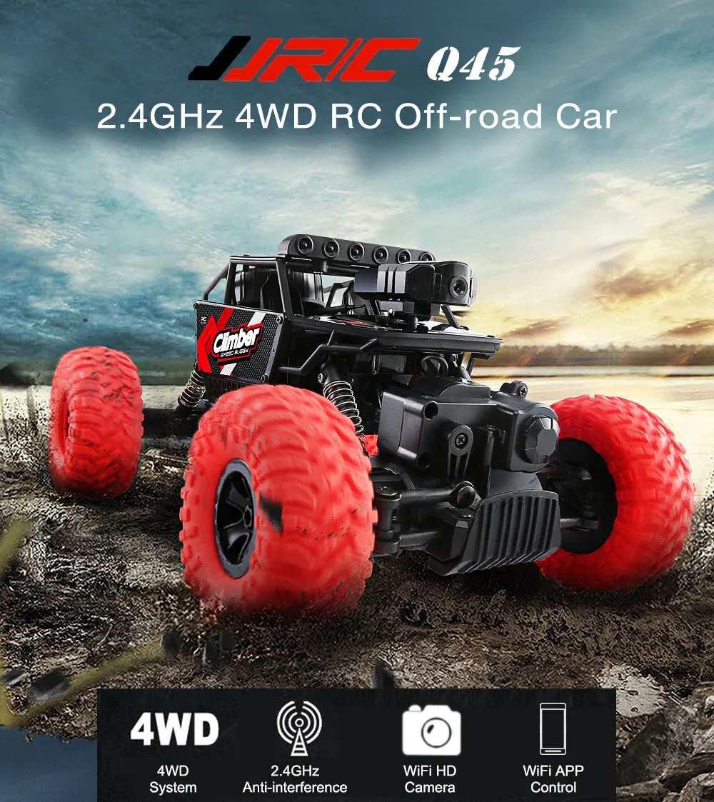 

JJRC Q45 Remote Control Car 4WD Off-road Vehicle 2.4G With Aerial WIFI Camera Real-time Image Transmission Dual Mode RC Car Toys