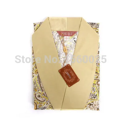 Для мужчин бренд шелковые пижамы Осень шелк тутового печати Халаты с длинными рукавами банное Халаты Классический шелковый Lounge l/ XL/XXL