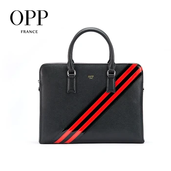 

OPP 2020 Men's Bag Leather Business Briefcase Leather Wild Fashion Zipper Casual Handbag