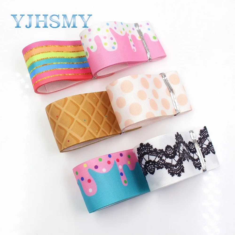 

YJHSMY I-19327-831,38mm 10yard geometric Thermal transfer Printed grosgrain Ribbons,bow cap DIY handmade accessories decorations