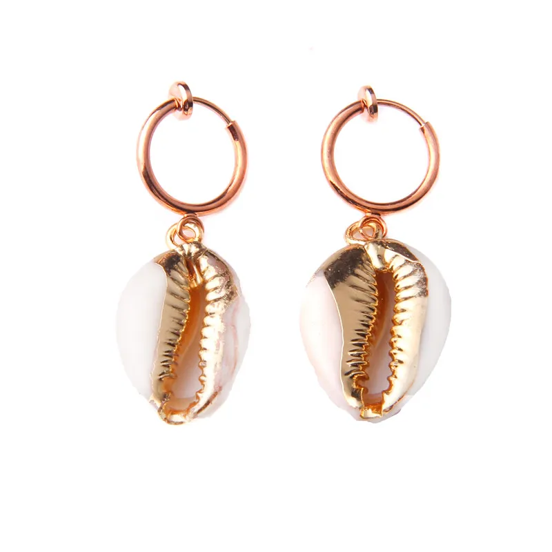 Новые золотистые серьги подвески Seashell цветные Бохо для женщин Свадебные