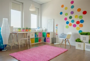 

Laeacco Kindergarten Baby Playroom Chair Table Blanket Portrait Interior Photography Background Photography Backdrop Photo Stuio