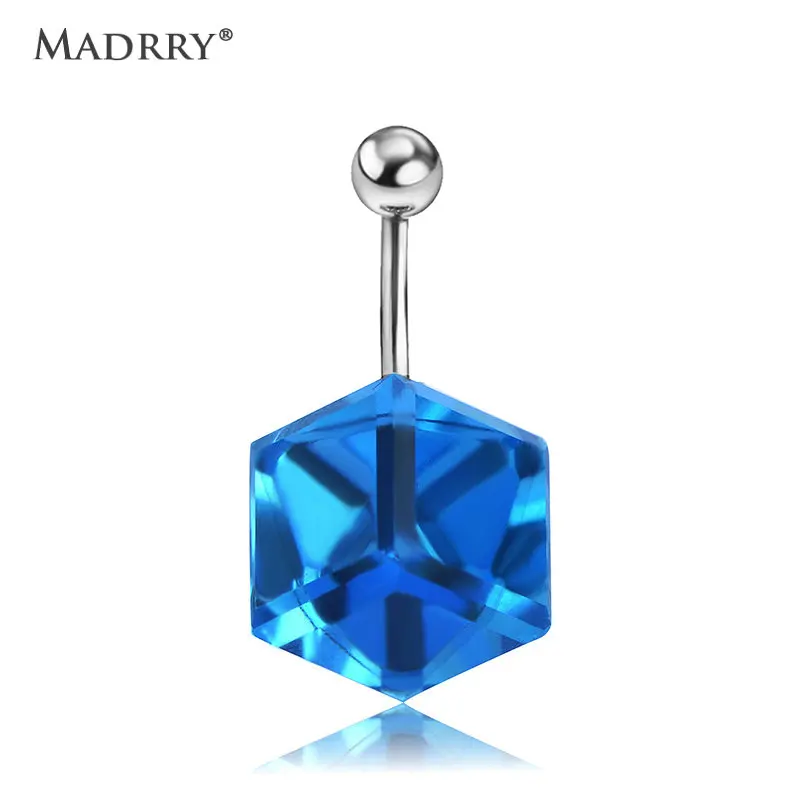 Madrry Shinning Sexy Body Piercing Navel Ring Women Rhinestone Red Blue Beach Hawaii vacations Bijoux Ombligo Jewelry |