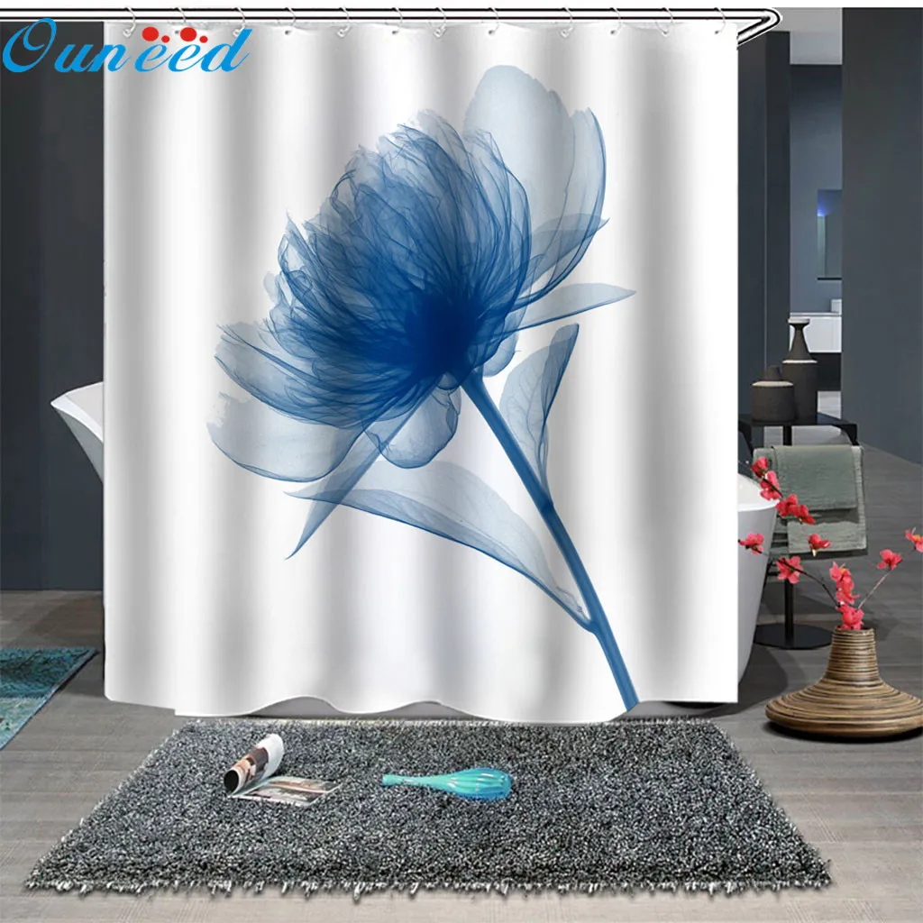 

Ouneed Shower Curtains beauty Flower scenery print Bath/Toilet Curtain with 12 hooks Waterproof Bathroom Shower Curtain new 2019