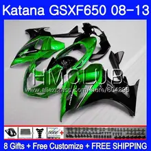 Комплект для Suzuki Katana GSXF 650 650F GSX650F 08 09, 10, 11, 12, 13 лет, 24HM. 17 GSXF650 2008 2009 2010 2011 2012 2013 обтекатель цвета: зеленый, черный