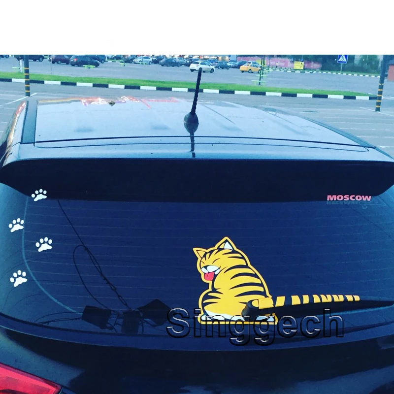 

Car Rear Window Wiper Cat Sticker For Suzuki Swift SX4 Renault Duster Megane 2 3 Logan Captur kia K2 Soul Sportage Accessories