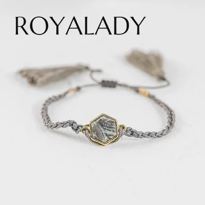 

Fashion Gray Beautiful Natural Stone Bracelets For Women 2019 Bohemia Tassel Charm Handmade Braided Bracelet Pulseras Mujer Gift