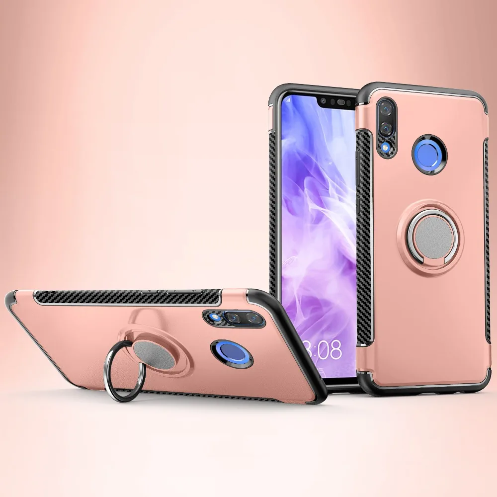 Противоударный чехол для huawei Nova 3i/P Smart Plus автомобильный держатель с магнитным креплением кольцо на палец бронированная подставка силиконовый чехол для Nova 3 Coque