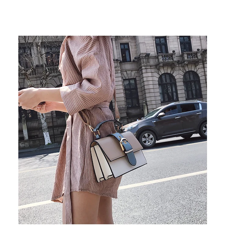 Женская дизайнерская сумка 2019 Мода Новый высокое качество из искусственной кожи женская сумка контрастная женская сумка через плечо
