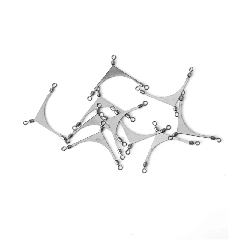 

OOTDTY 10Pcs American Style 3-way Bearing Swivels Connector Fork Hook Fishing Tackle Fishing Hook Connector
