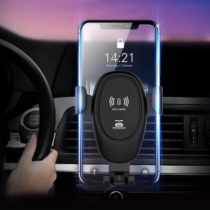 

2019 portable D12 mobile phone wireless bracket fast charger QI car air outlet navigation bracket air socket air socket 5V / 2A