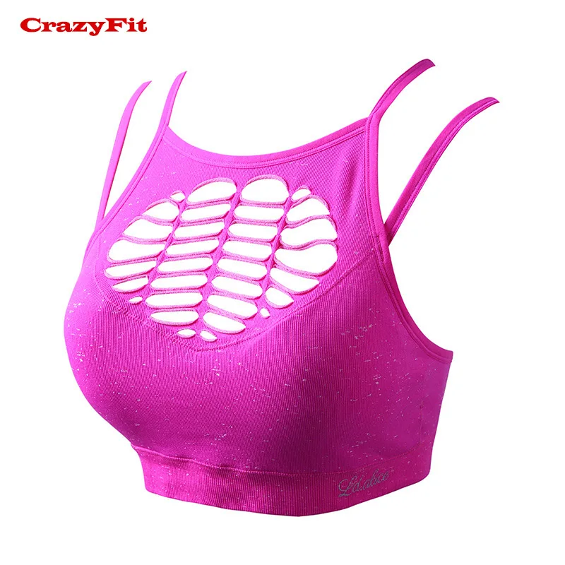 CrazyFit спортивный бюстгальтер для женщин Топ Фитнес Женский тренажерный зал Йога сетка отверстие черный компрессионный женский спортивный Упражнение распродажа нижнего белья - Цвет: Pink