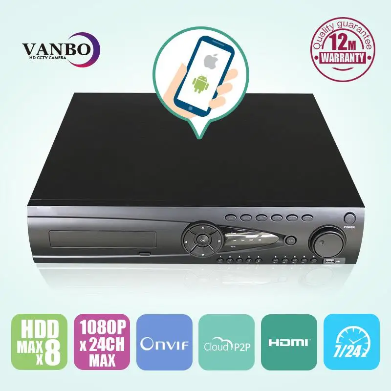 Новый NVR 24Ch 1080 P 32CH 720 H.264 VGA/HDMI Выход цифровой сетевой видеорегистратор Onvif Камера