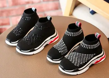

AI breathable knitting children shoes stud crystal fashion kids boy & girls boots casual slip-on shoe designer collection walk